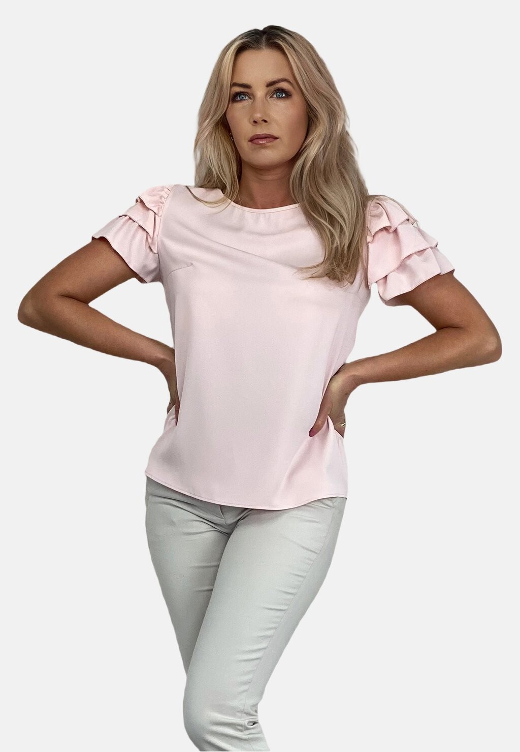 

Блуза WITH FRILLS ON THE SLEEVES REGINA FASHION, цвет light pink