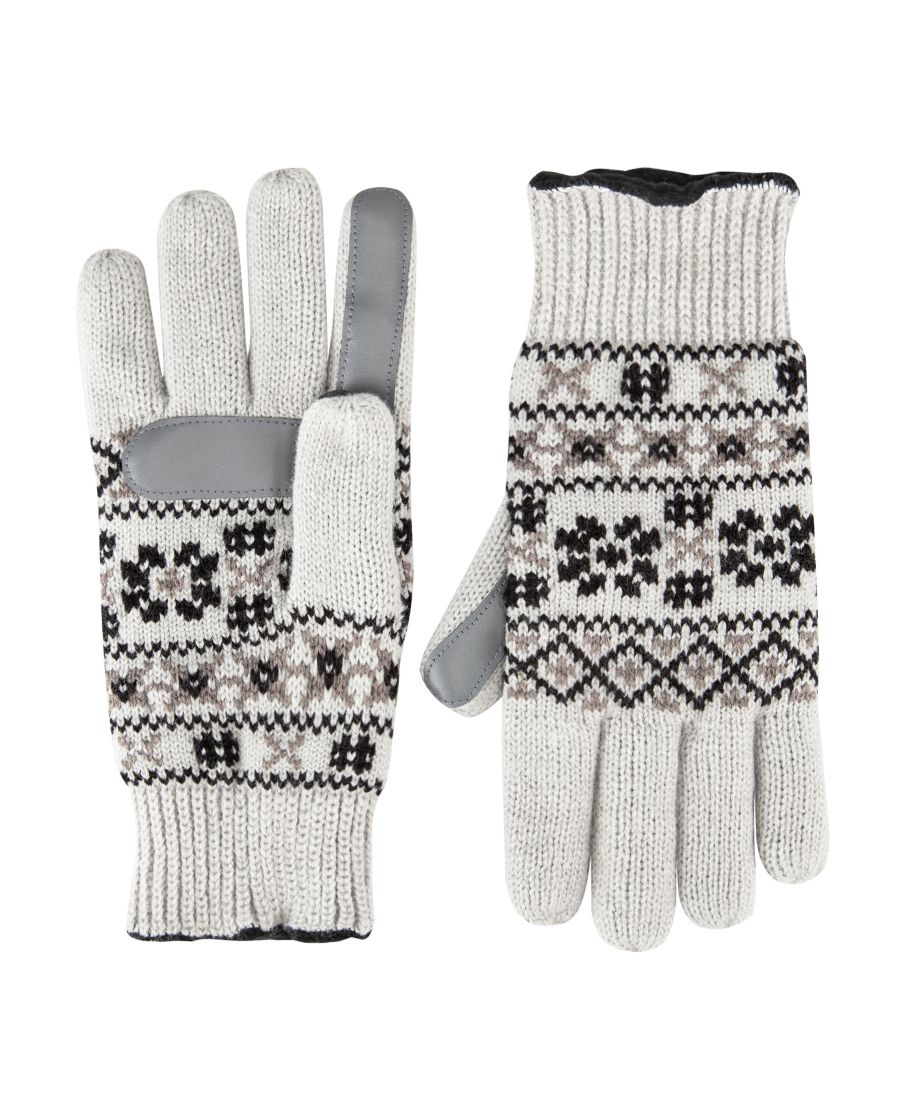 

Женские перчатки для сенсорных экранов в скандинавском стиле Fair Isle Isotoner, Light Gray