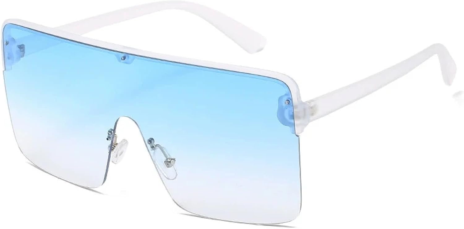 

Винтажные солнцезащитные очки для женщин и мужчин, модные очки в крупной оправе, женские очки для вождения с защитой от УФ-излучения UV400 TKKTLLT, Clear Gradient Blue