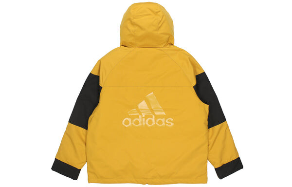 Пуховик adidas Cb Bos Logo Jkt Contrast Color Stitching Hooded Down Jacket Yellow, желтый — фото 2