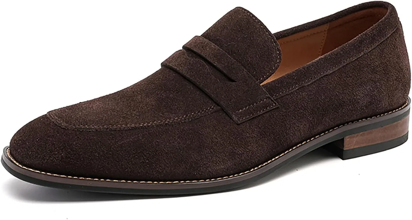 Лоферы мужские, замшевые, британский стиль, Dark Brown