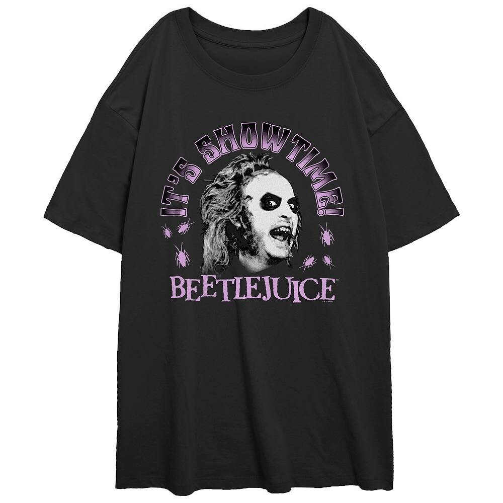 

Детская футболка большого размера с рисунком Beetlejuice It's Showtime Licensed Character, черный