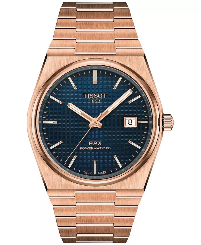 

Мужские автоматические часы Tissot PRX Powermatic 80 с корпусом из нержавеющей стали с розовым золотым PVD-покрытием и браслетом, 40 мм