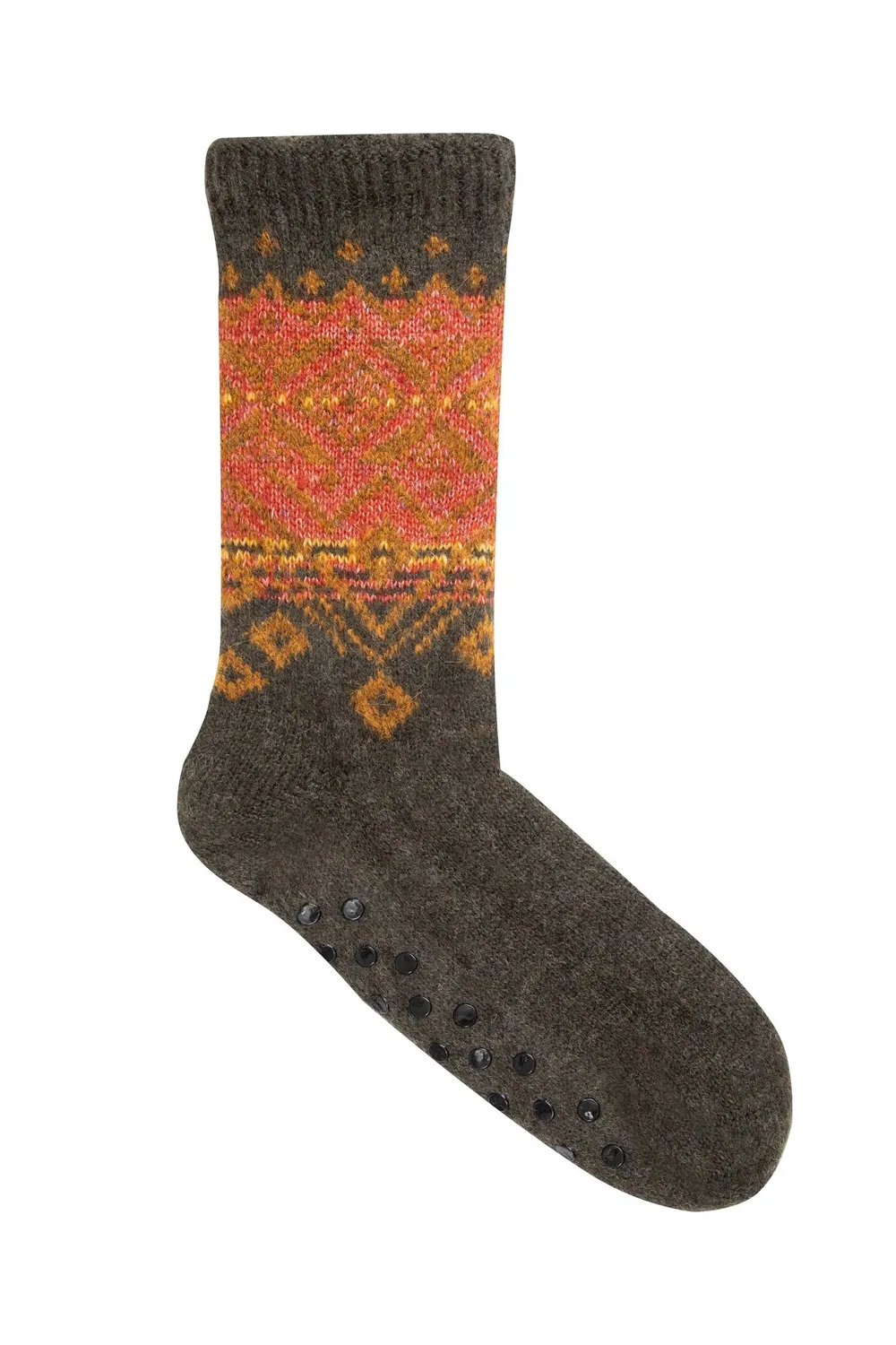 Носки-тапочки с начесом Kochi Fair Isle Weird Fish, темно-зеленый