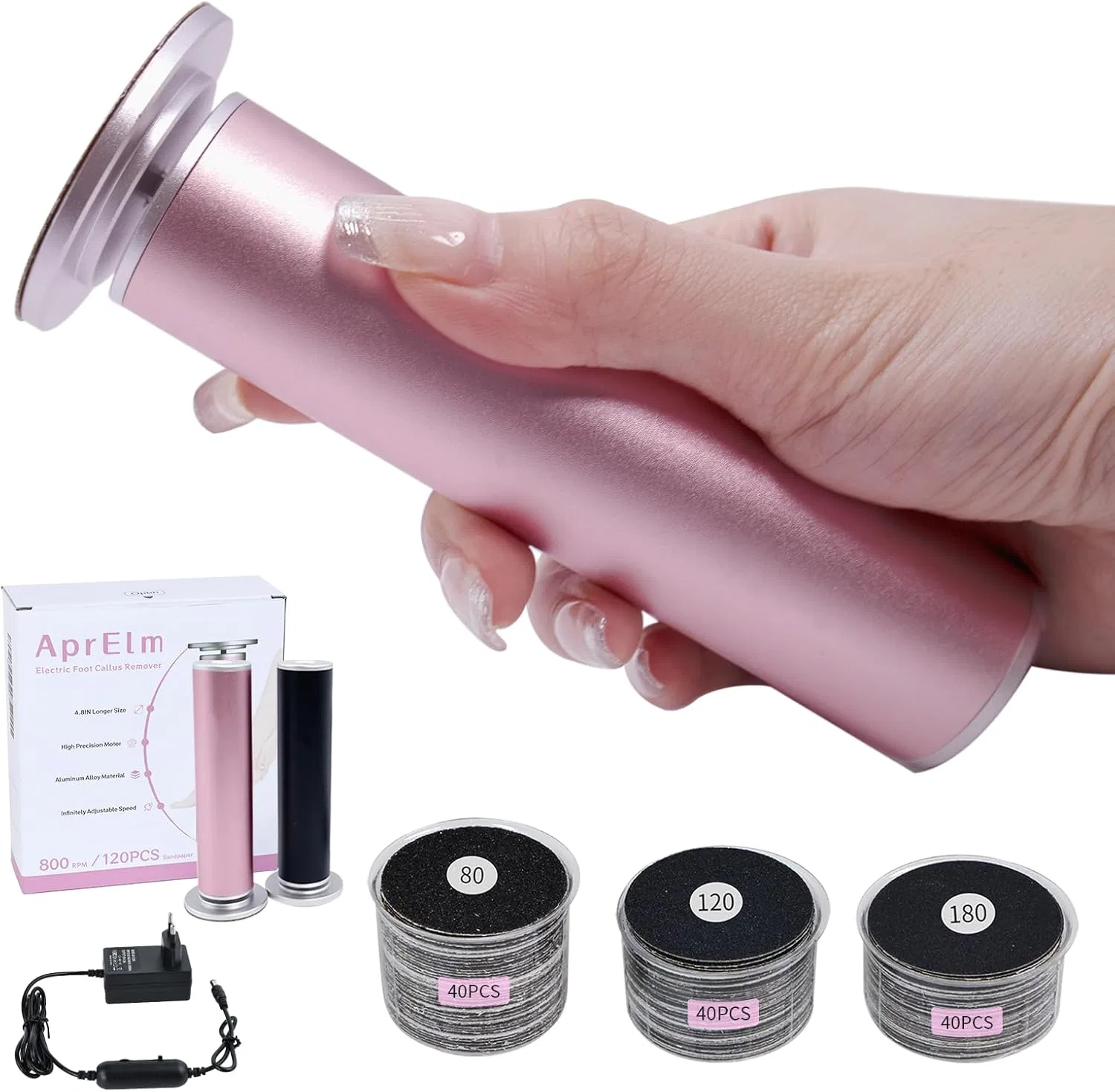 Электрический прибор для удаления мозолей AprElm с 120 насадками Aprelm, Pink