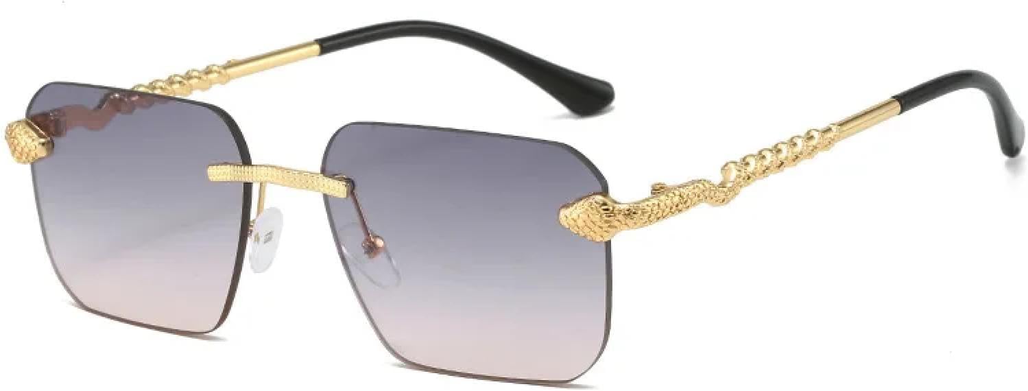 

Роскошные дизайнерские солнцезащитные очки для женщин, популярные безободковые солнцезащитные очки с зеркальными линзами, трендовые градиентные цвета для активного отдыха на природе TVTBBVV, Goldpink