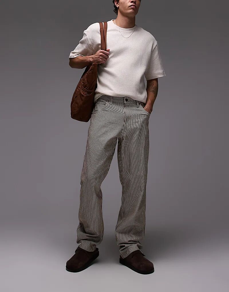 

Брюки Dickies Garyville классического кроя в полоску цвета капучино-коричневого цвета