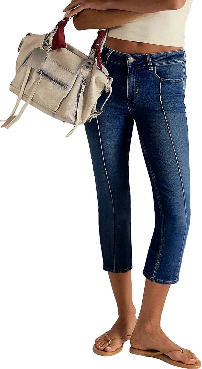 

Sidefeel женские капри джинсы Mid Rise Skinny с передним швом