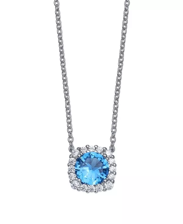 

Ожерелье с подвеской в форме подушки из разноцветного кубического циркония из стерлингового серебра Giani Bernini, blue