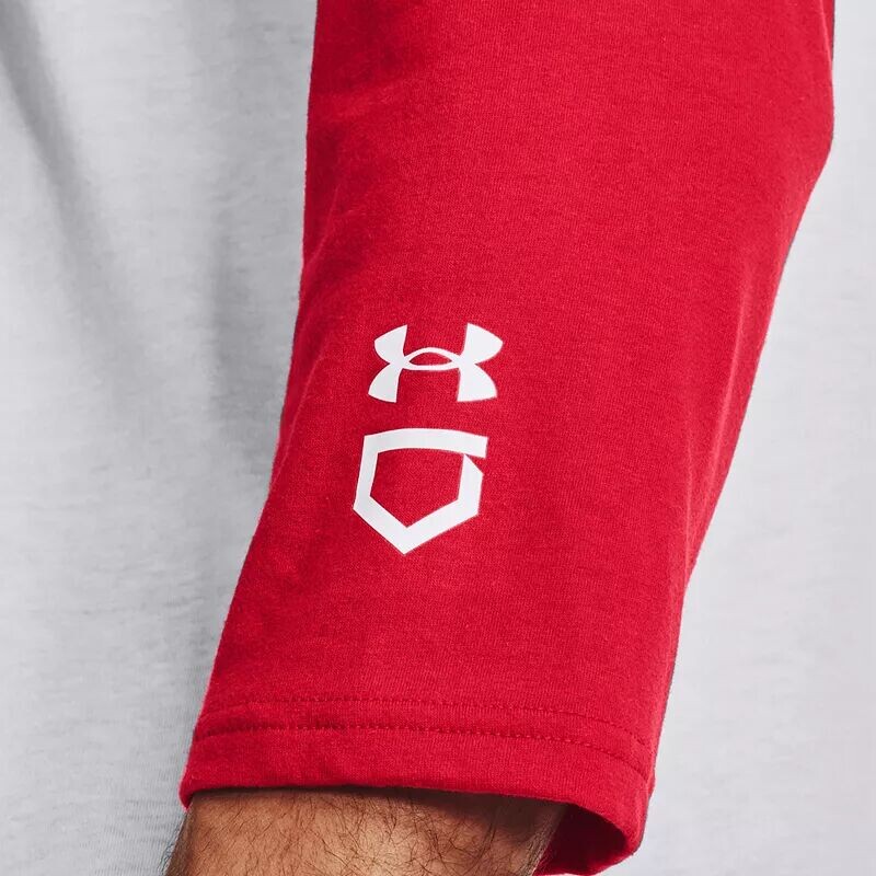 Мужская классическая футболка с рукавом 3/4 Under Armour, белый/красный — фото 4