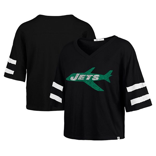 

Женская футболка '47 New York Jets Double Header Scout с V-образным вырезом и укороченным кроем 47 Brand