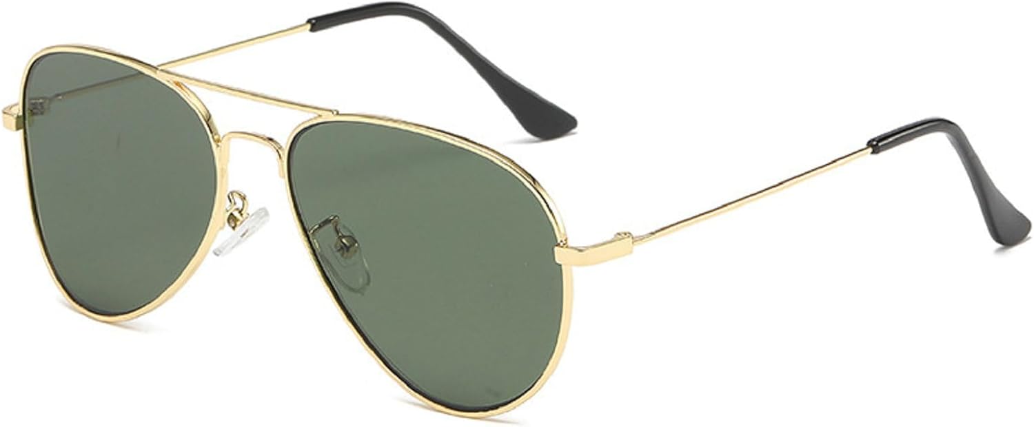 

Солнцезащитные очки-пилот в металлической оправе для мужчин и женщин, модные вогнутые солнцезащитные очки для вождения, защита от УФ-излучения, двойные солнцезащитные очки N47 mincl, Green
