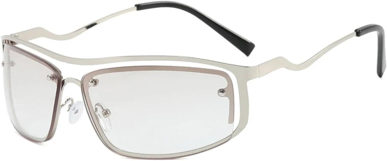 

Модные металлические солнцезащитные очки для женщин, стильные, роскошные, мужские, в стиле панк, для путешествий и вождения, с защитой от УФ-излучения UV400 TKKTLLT, Silver Silver