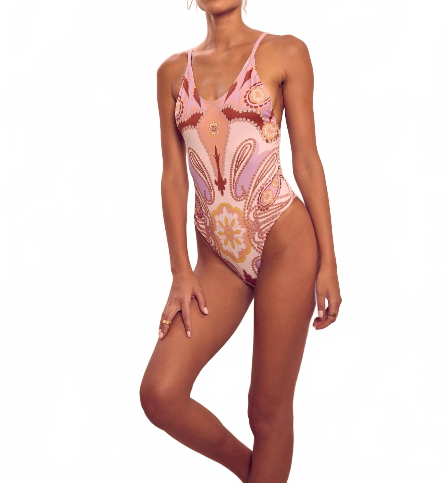 

Раздельный цельный купальник в макси-узорах CAROLINA K, Maxi Paisley