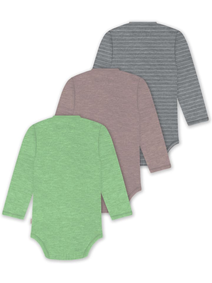 Normani Outdoor Sports Комплект из 3 предметов: боди для младенцев, боди-слинги, боди для малышей серого/розового/зеленого цвета — фото 2