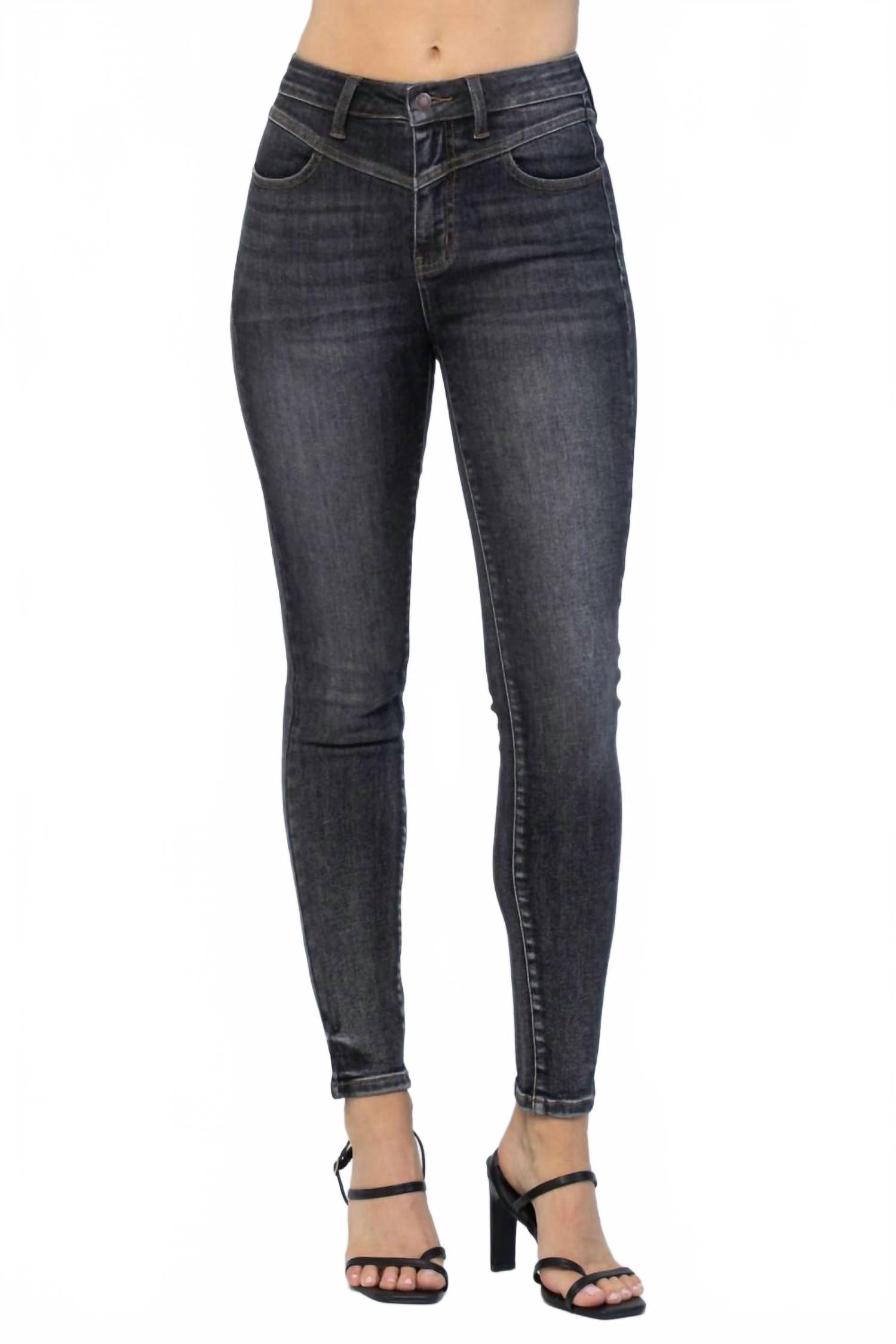 

Винтажные джинсы скинни с высокой талией и черной кокеткой Judy Blue, Black Yoke