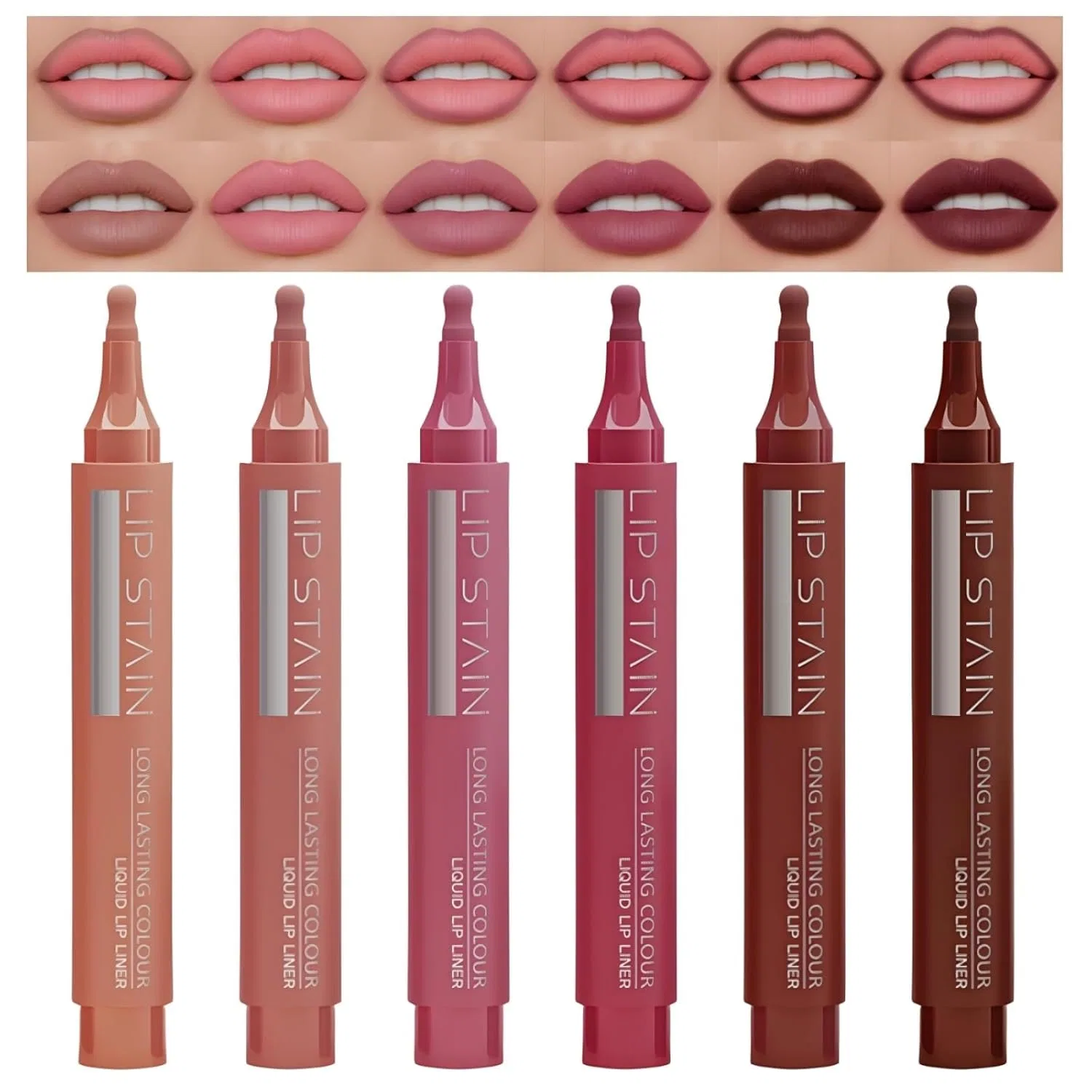 Набор матовых жидких помад и карандашей для губ 2 в 1, 6 шт. Beauty Searcher, #Everything