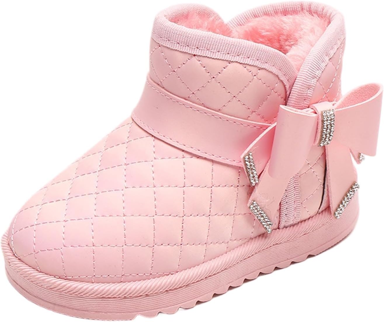 

Зимние сапожки для маленьких девочек с меховой подкладкой, утепленные ботинки до щиколотки с рифленой подошвой для улицы, детская обувь 12 месяцев - 12 лет Zzalalana, Pink