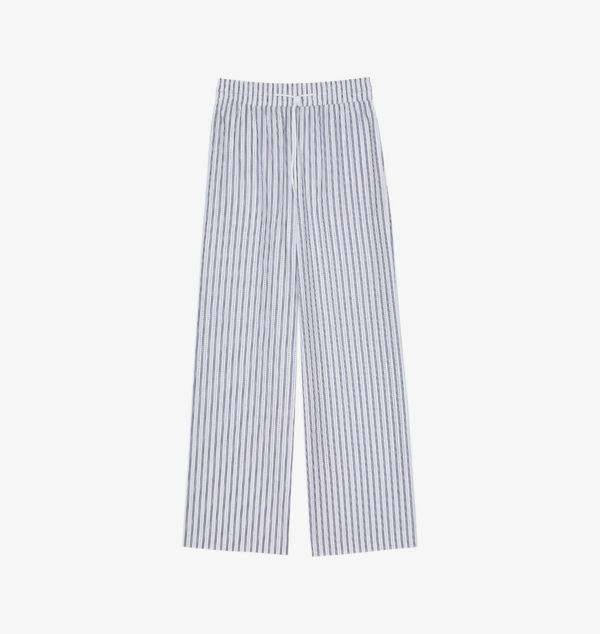 

Полосатые хлопковые брюки с завязками на талии Sandro, цвет naturels