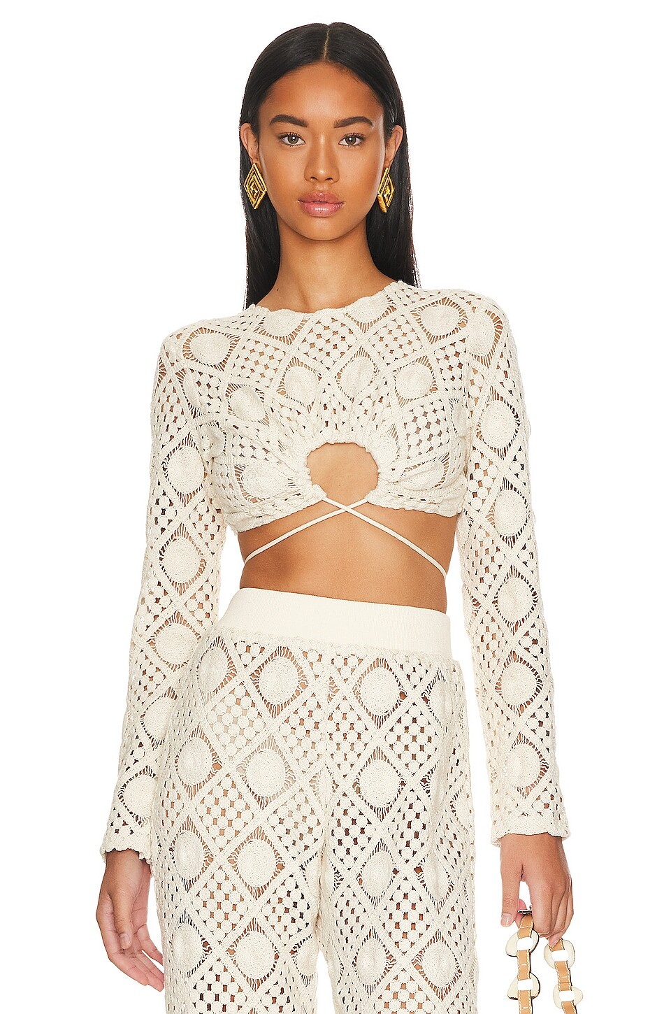 

Топ Andrea Iyamah Hira Crochet, цвет Chalk