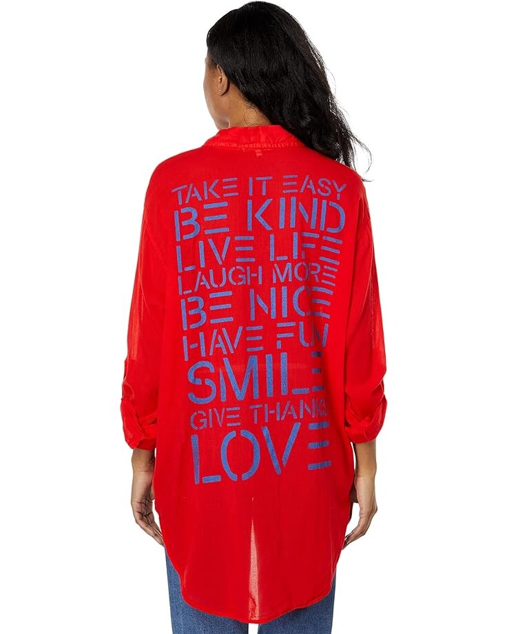 

Рубашка SUNDRY Love Oversized Shirt, цвет Electric Red