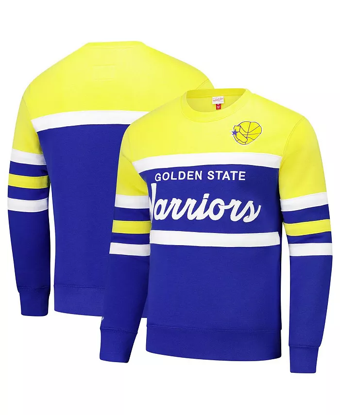 

Мужской свитшот Golden State Warriors Hardwood Classics Vintage Logo Head Coach цвета роял/золото Mitchell & Ness