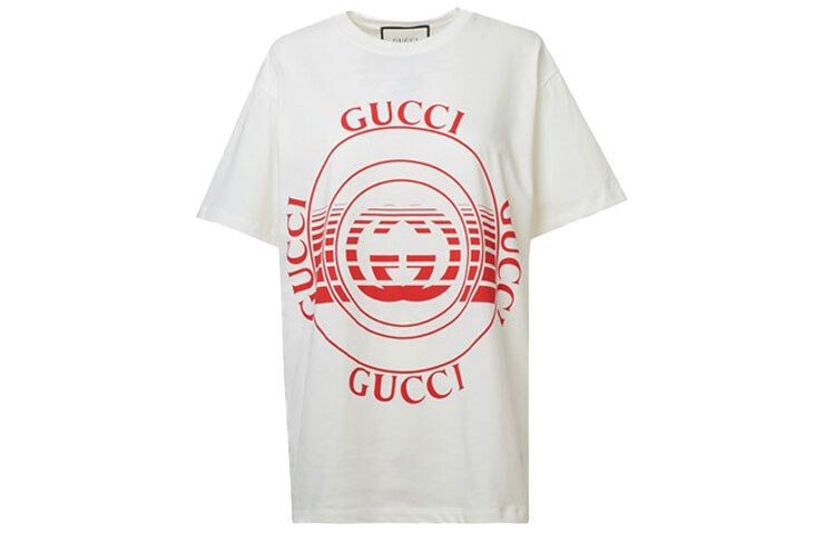 

Футболка женская Gucci с логотипом, белый / красный