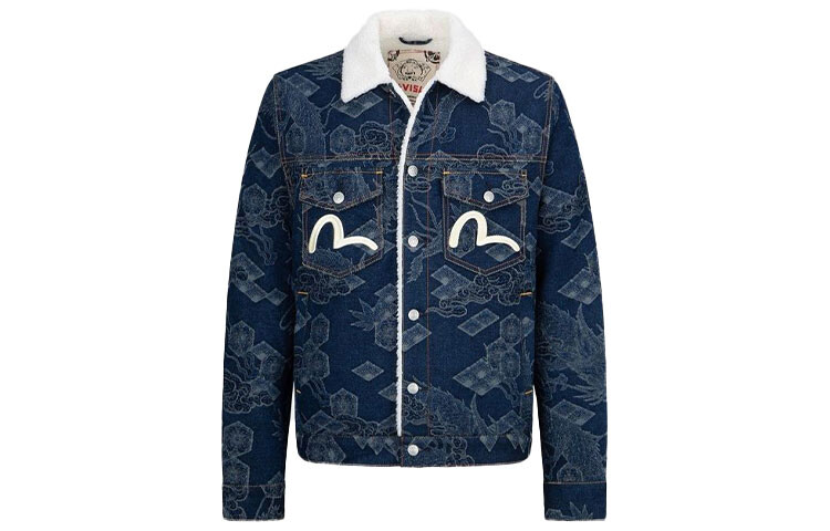 

Джинсовая куртка мужская джинсовая синяя Evisu, синий
