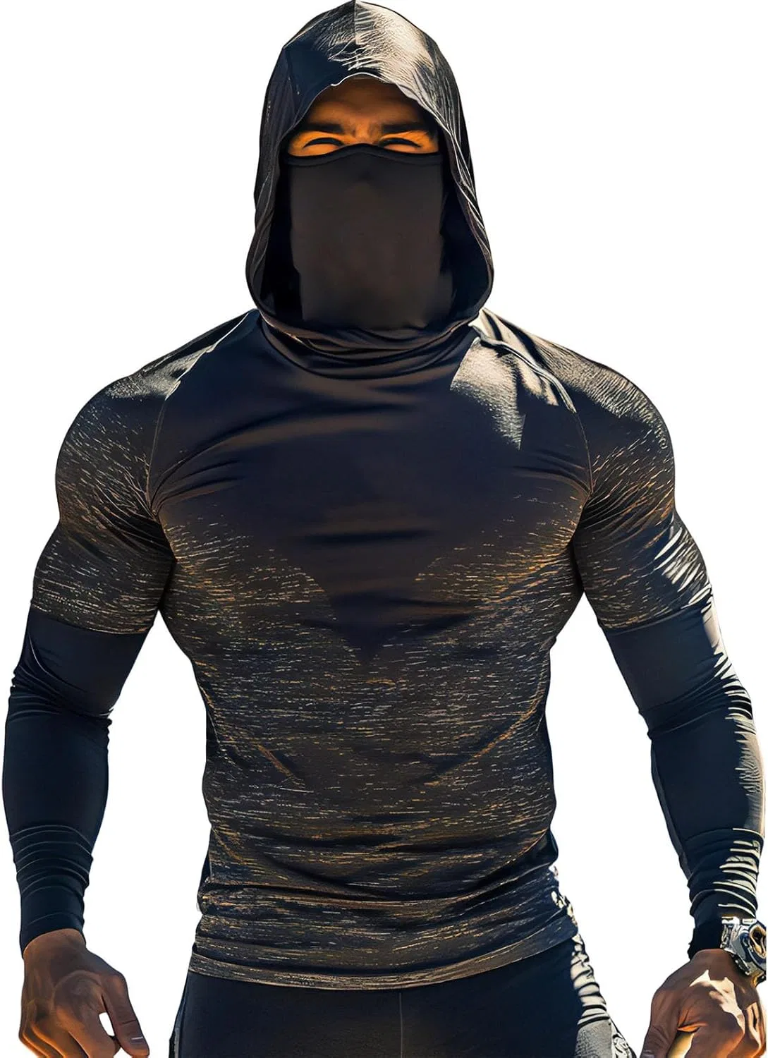 Рыбацкая футболка с капюшоном, UPF 50+, длинный рукав, E016- Dark Gray
