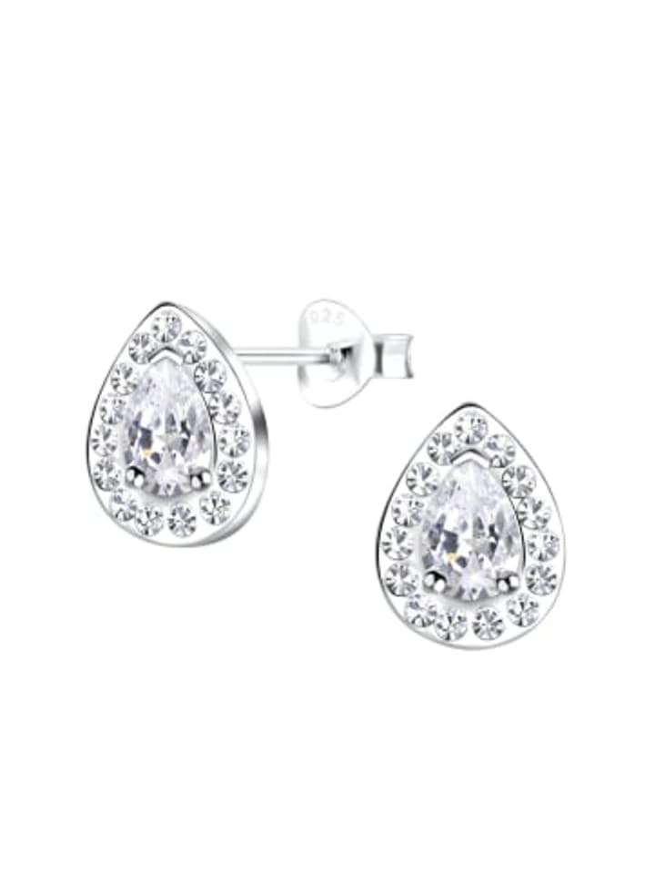 

Alexander York Серьги-гвоздики в форме хрустальных капель, изготовленные из серебра 925 пробы, комплект из 2 штук