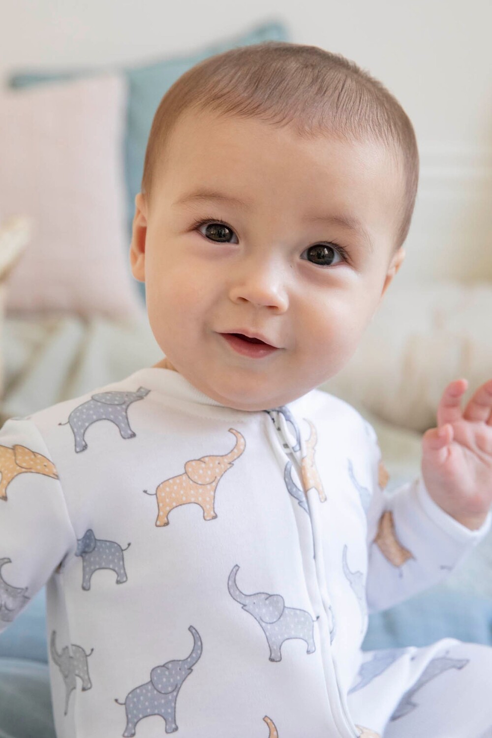 Хлопковый детский комбинезон с принтом и застежкой-молнией Jojo Maman Bébé, мультиколор — фото 3