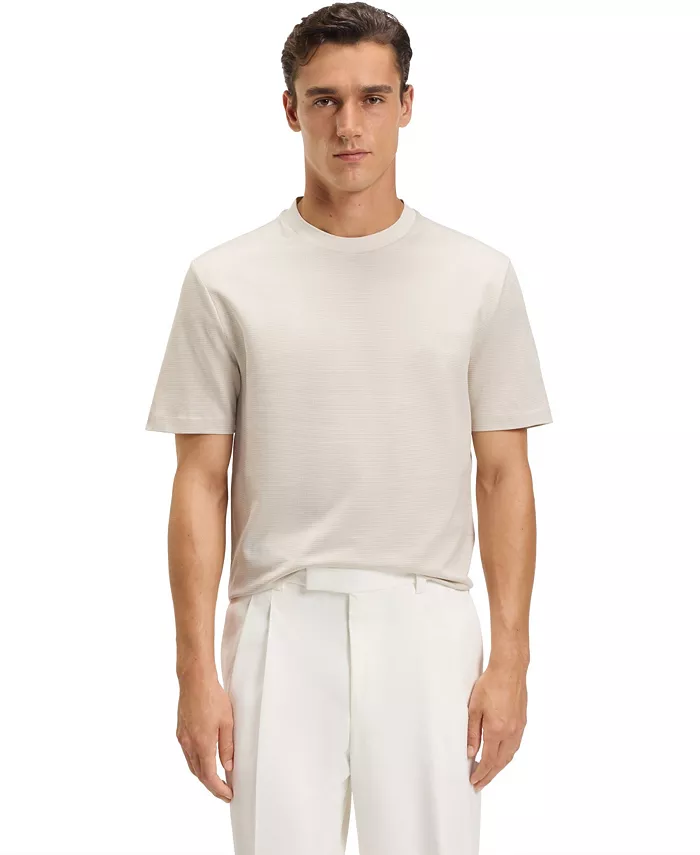 

Мужская футболка из меланжевого мерсеризованного хлопка с микроузором Hugo Boss