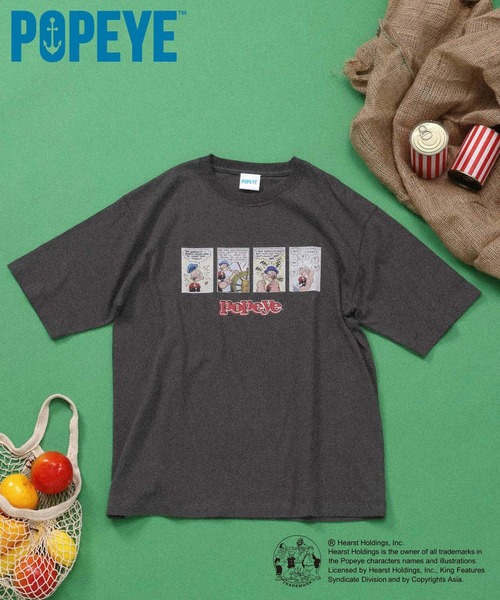 

Футболка с принтом Попая, ограниченная серия GLOBAL WORK, темно-серый