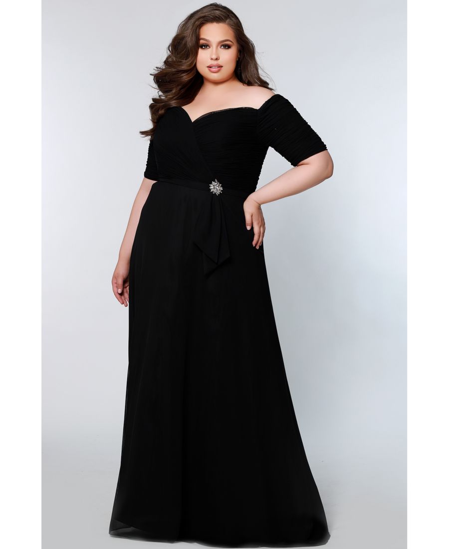 

Женское вечернее платье с открытыми плечами и рукавами Celebrations by Sydney's Closet, Black