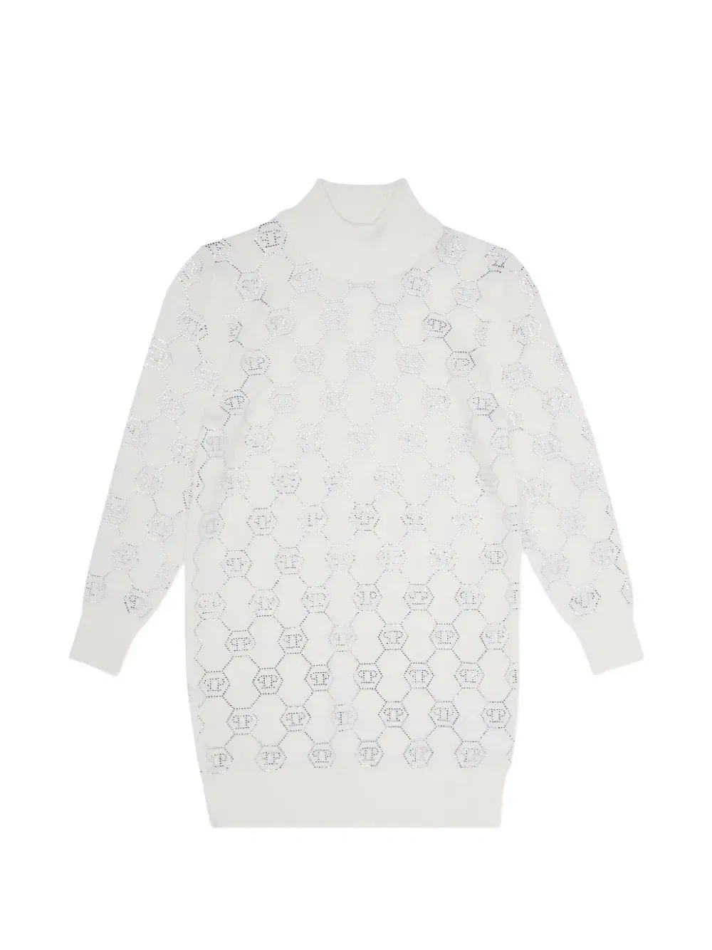 Вязаное платье с монограммой Philipp Plein Junior, белый