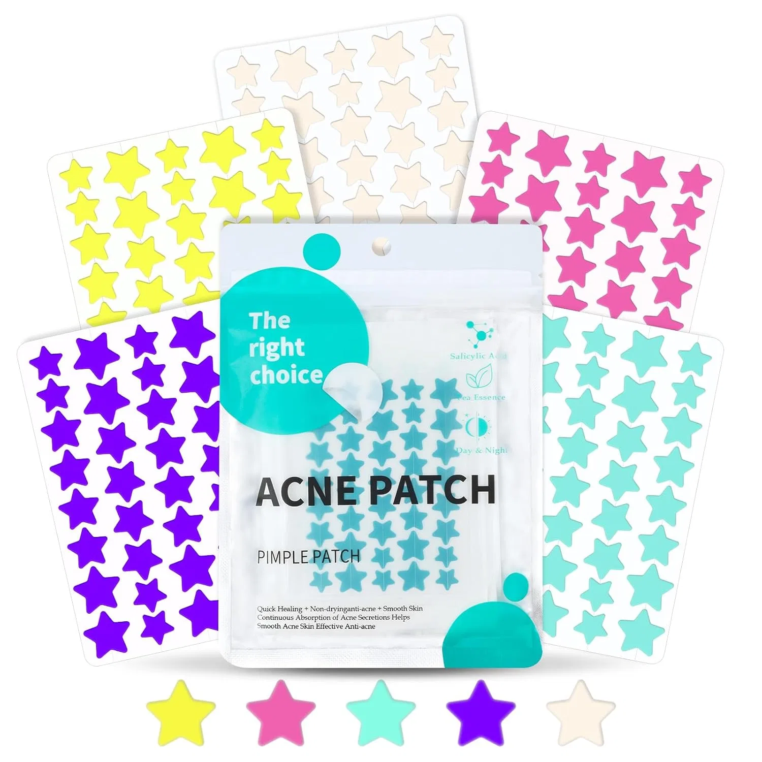 Звездные пластыри от прыщей, гидроколлоидные, 200 шт. Butbu, Pack Of 200 - Star Shaped Style A