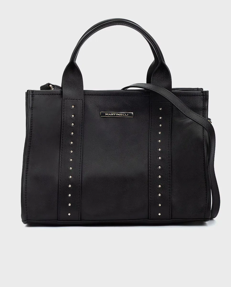 

Кожаная сумка через плечо на молнии черного цвета Martinelli