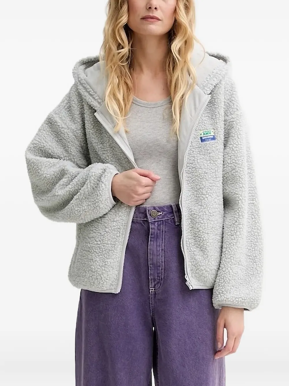 

Толстовка с капюшоном из флиса на молнии American Vintage, серый