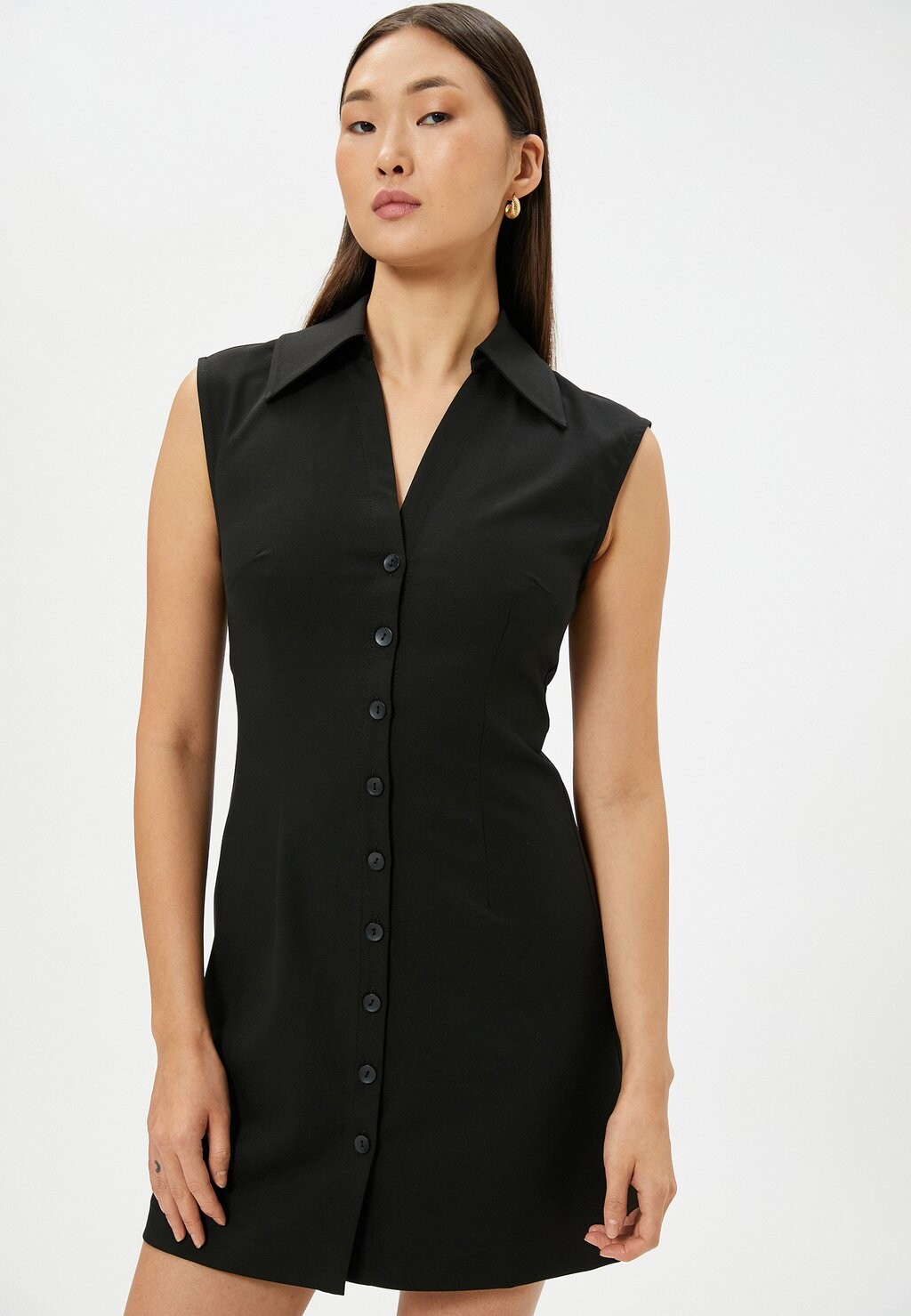 

Платье-рубашка Buttoned Classic Neck Mini Koton, черное