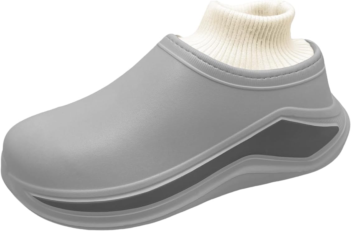 

Шлепанцы для мужчин и женщин, зимние мюли с плюшевой подкладкой, закрытый носок Chill Walk, белый/серый