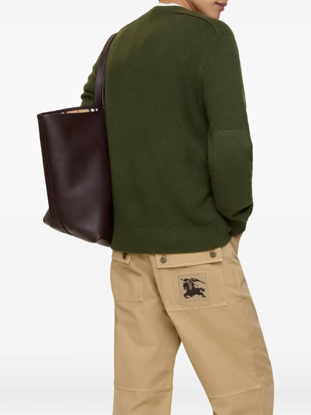 Свитер Burberry Equestrian Knight с нашивками на локтях, зеленый — фото 3