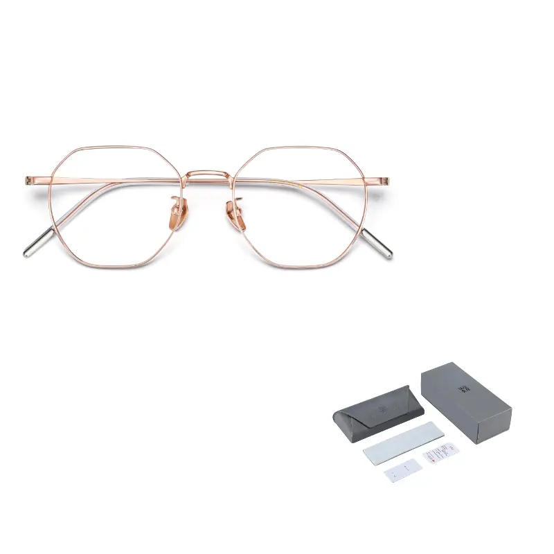 

Wood Premium Очки в титановой оправе нестандартной формы унисекс, Rose Gold+Plano