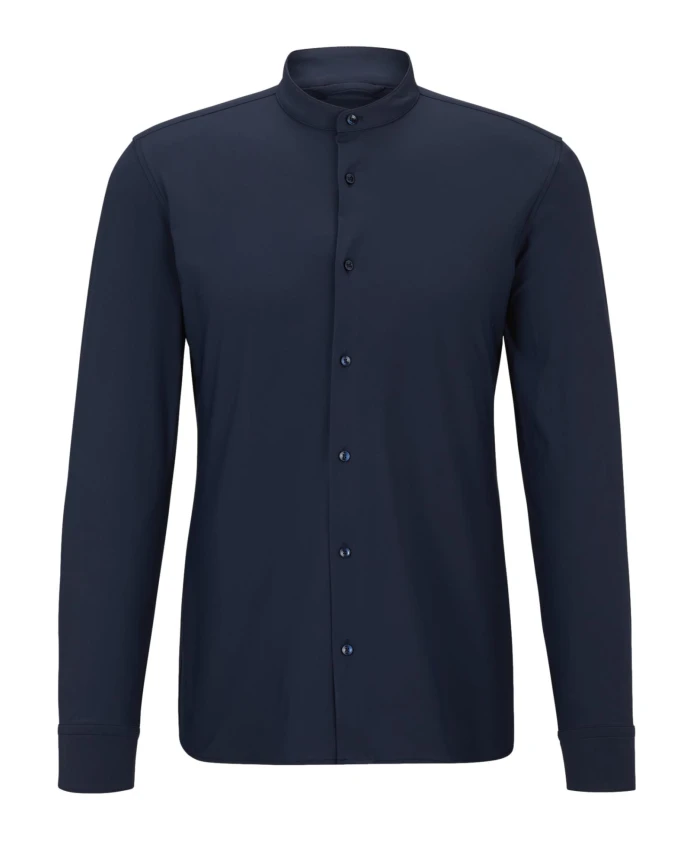 

Элегантная синяя рубашка со стоячим воротником Hugo, синий