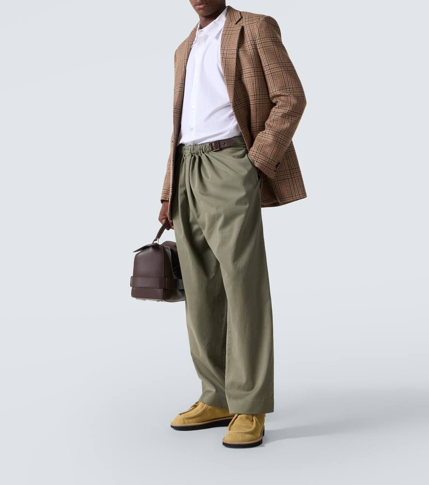 Прямые брюки из хлопкового сатина с поясом Loewe, Khaki Green — фото 2
