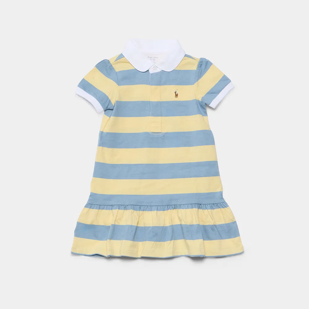 Детское полосатое платье-регби с трусиками, жёлтое, от Polo Ralph Lauren Children