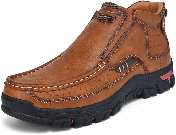 

Мужские слипоны из кожи на платформе для прогулок, легкие, с нескользящей мягкой подошвой, походные туфли, удобные и офисные мокасины Xoekd, светло-коричневый