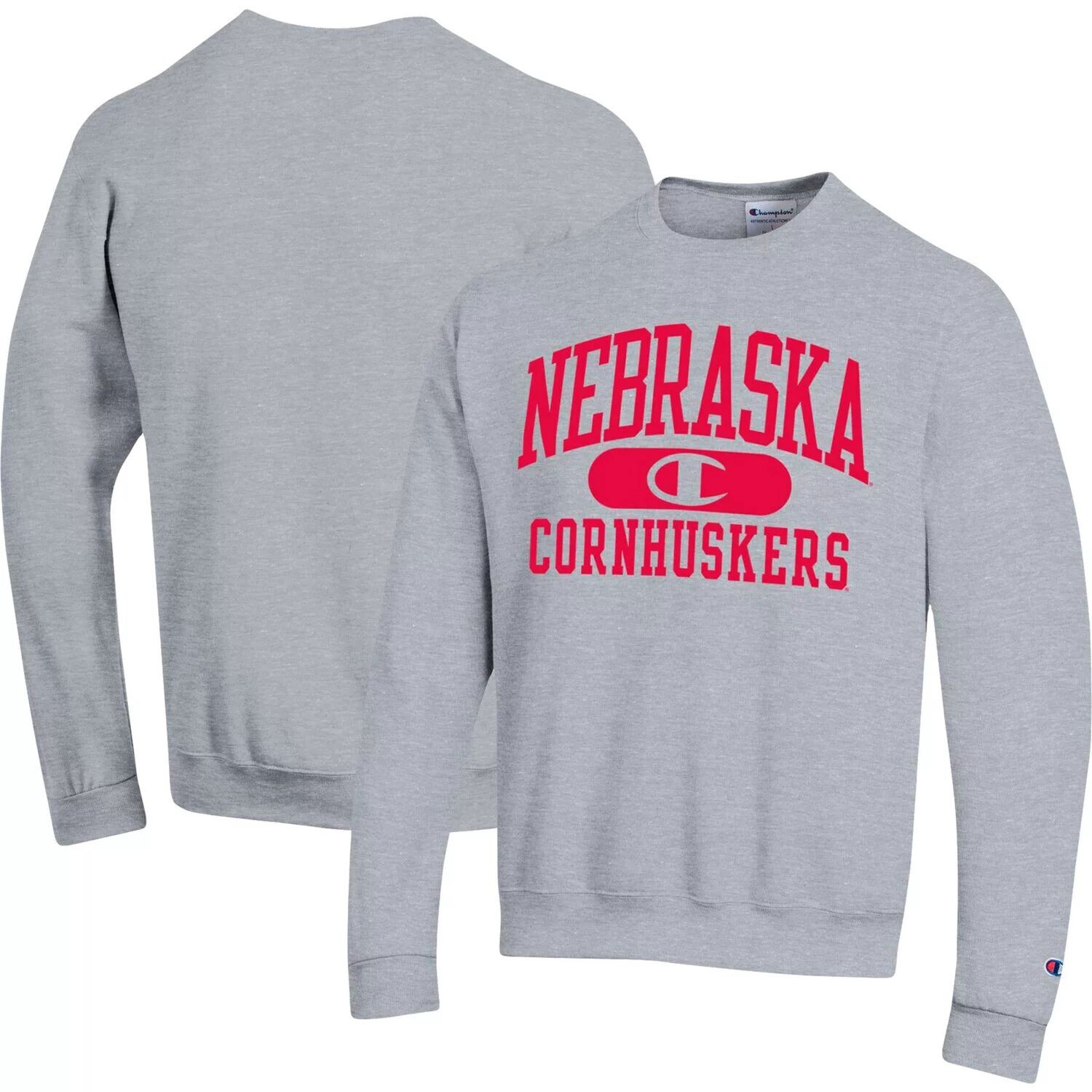 

Мужской свитшот Heather Grey Nebraska Huskers Arch Pill Champion