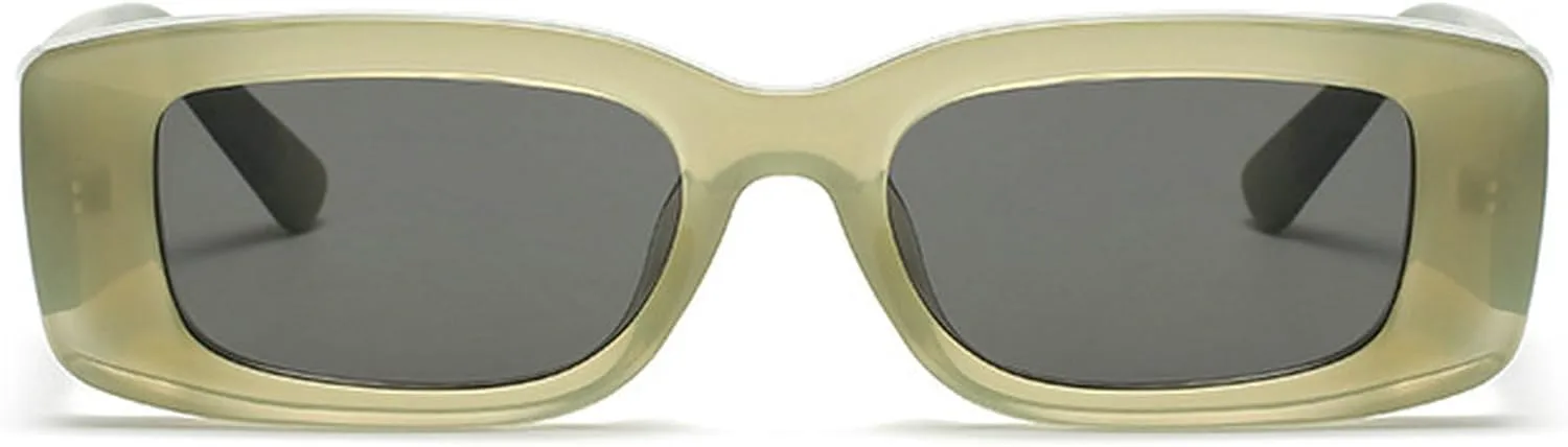 

Модные прямоугольные солнцезащитные очки для женщин в стиле ретро 90-х, маленькие квадратные солнцезащитные очки с защитой от УФ-излучения UV400 mincl, Gray Green