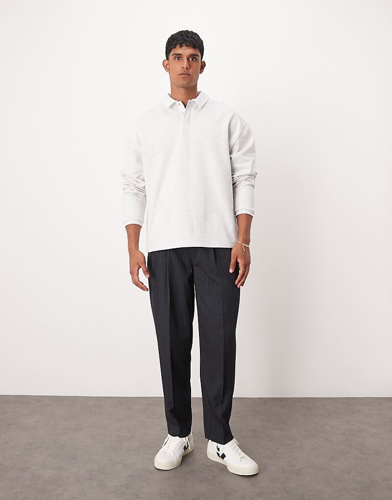 

ASOS DESIGN – элегантные зауженные темно-синие брюки оверсайз в тонкую полоску