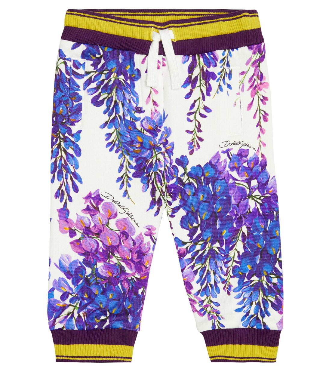

Детские хлопковые спортивные штаны с цветочным принтом Dolce&Gabbana Kids, Glicine Fdo.B.Natur.